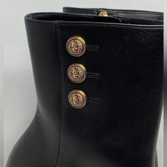 Balmain Brune Leather Platform Ankle Boots size 39.5 - Picture 10 of 16